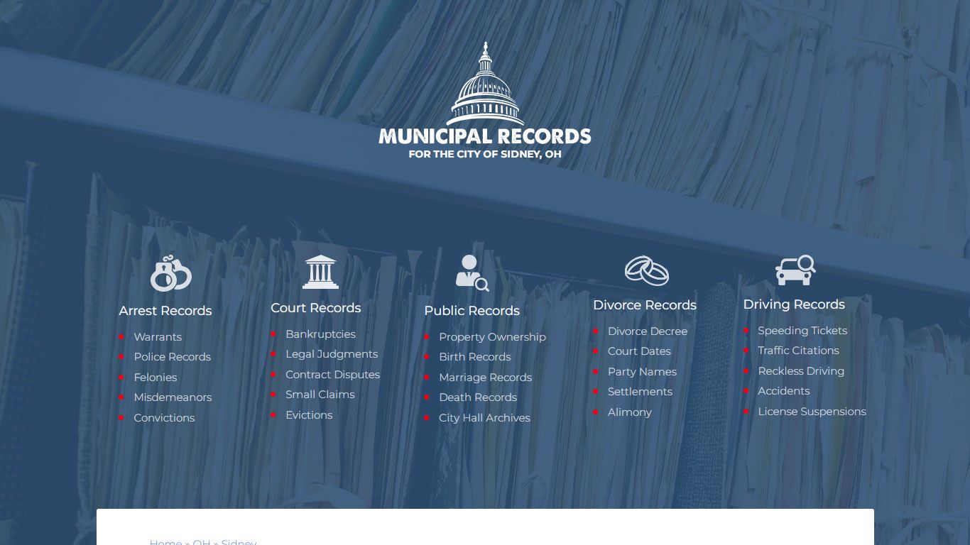 Municipal Records in Sidney oh